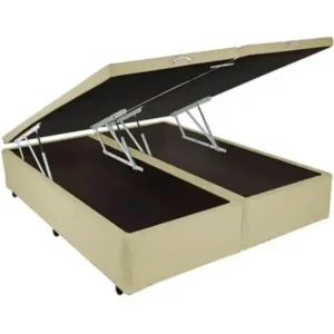 BASE BOX BIPARTIDA BAÚ KING EM SUEDE UNIVERSAL 41X203X193 COR BEGE