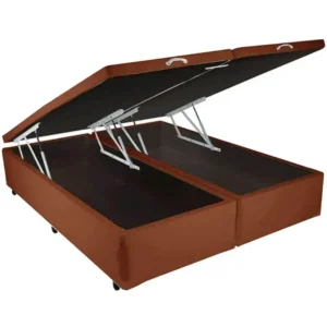 BASE BOX BIPARTIDA BAÚ KING EM SUEDE UNIVERSAL 41X203X193 COR MARROM