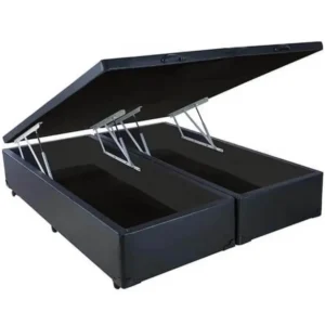 BASE BOX BIPARTIDA BAÚ KING EM SUEDE UNIVERSAL 41X203X193 COR PRETO