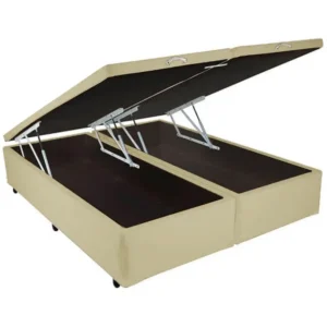 Base Bipartida Baú Universal Casal 43x188x138 Tecido Corino Blindado