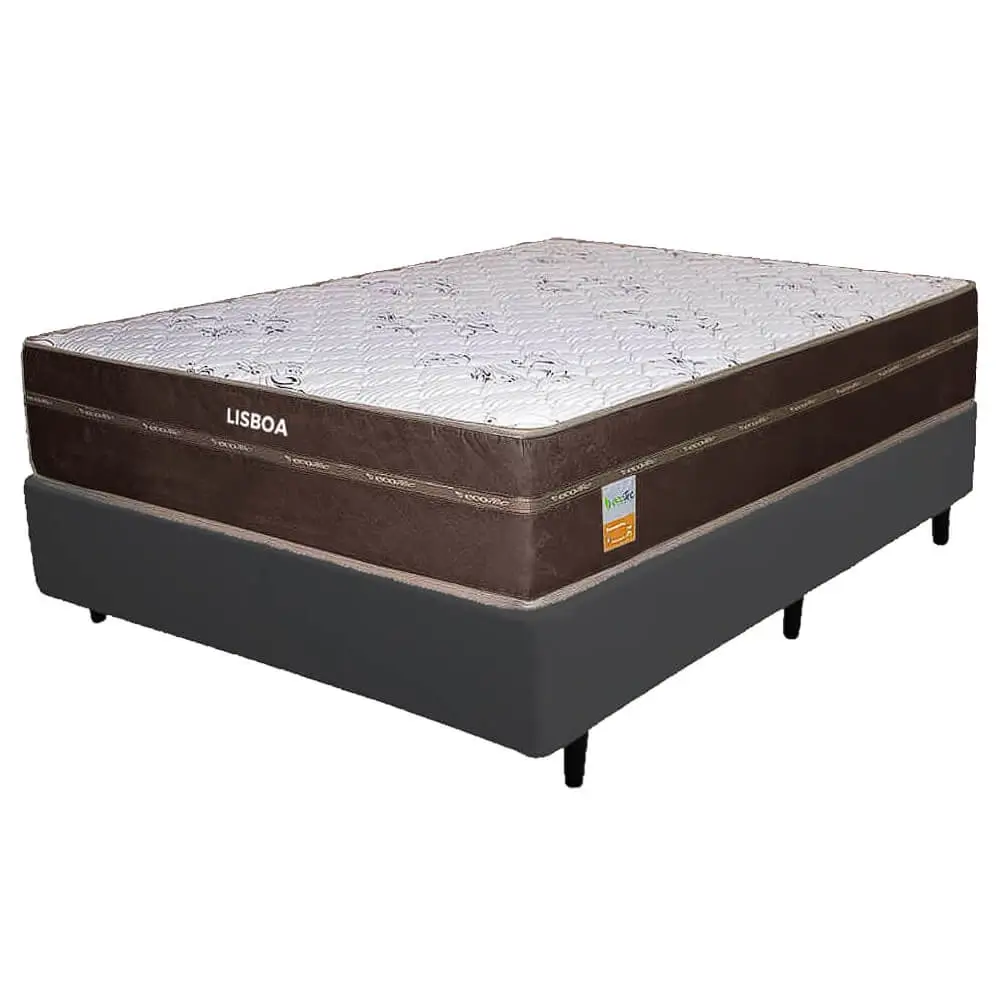 Base Box com Colchão Lisboa Casal Molas Ensacadas Ecotec 56x188x138 - Imagem 3