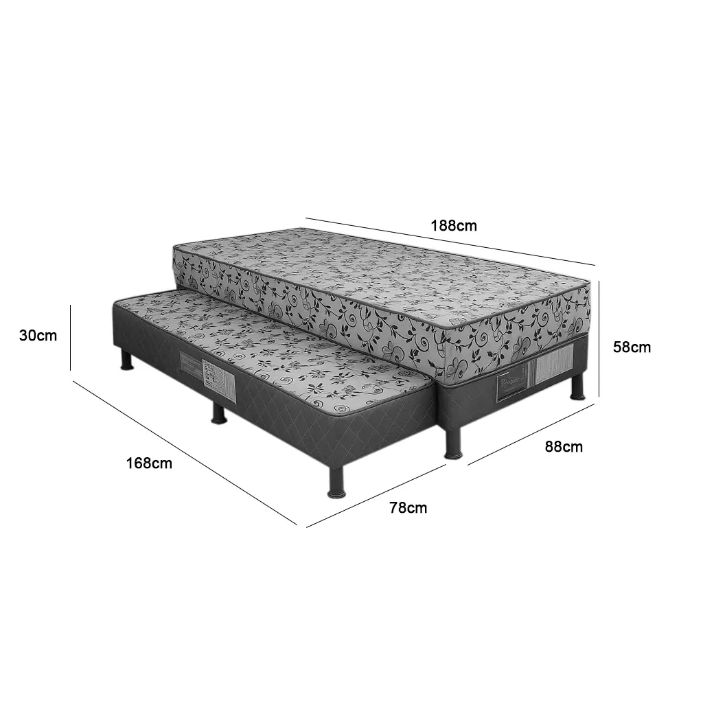 Bicama Box New Gardenia Solteiro Ortopédica 88x188x58cm Bonaflex - Imagem 2