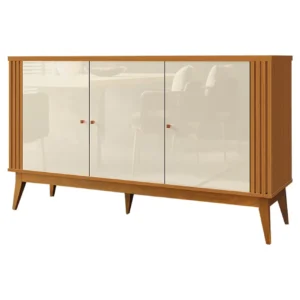 BUFFET ARGO APARADOR 3 PORTAS EDN MÓVEIS COR CEDRO OFF WHITE