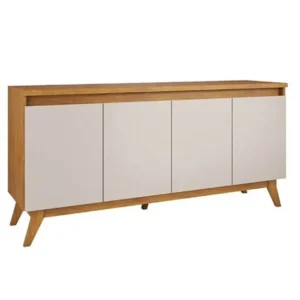 BUFFET FLIP 4 PORTAS COM PÉS RETRÔ VIERO COR MEL OFF WHITE