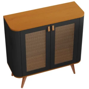 BUFFET JUTAI NEW LUXO 2 PORTAS COM PÉS PALITO JB BECHARA COR PRETO NATURE