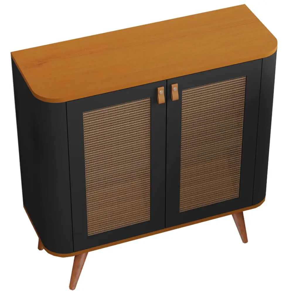 BUFFET JUTAI NEW LUXO 2 PORTAS COM PÉS PALITO JB BECHARA COR PRETO NATURE