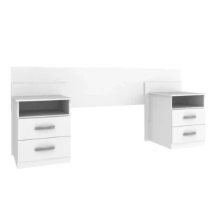 CABECEIRA ELEGANCE CASAL QUEEN COM 2 MESAS DE CABECEIRA COR BRANCO