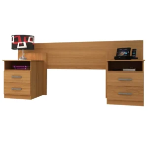 CABECEIRA ELEGANCE CASAL QUEEN COM 2 MESAS DE CABECEIRA COR CINAMOMO