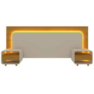 Cabeceira Innova Casal Queen King com 2 Mesas de Cabeceira e Led Gelius