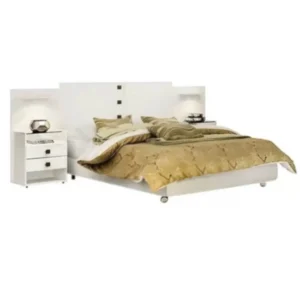 CABECEIRA RUBI CASAL QUEEN COM 2 MESAS DE CABECEIRA D DORO COR BRANCO
