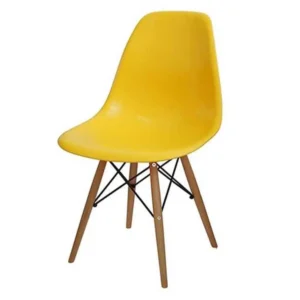CADEIRA CHARLES 1102 EM POLIPROPILENO E BASE MADEIRA OR DESIGN COR AMARELO