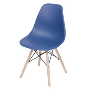 CADEIRA CHARLES 1102 EM POLIPROPILENO E BASE MADEIRA OR DESIGN COR AZUL