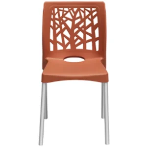 CADEIRA NATURE COM PÉS DE ALUMÍNIO FORTE PLÁSTICO COR TERRACOTA