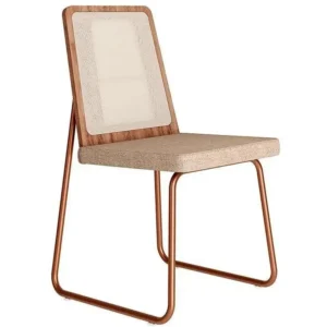 Kit 2 Cadeiras Wood 1751 em Aço e Mdf Tecido Linho Carraro