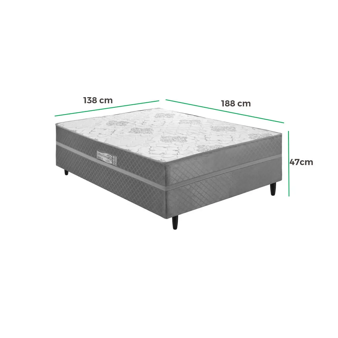 Cama Box Açucena Casal Ortopédica 138x188x47cm Ecotec - Imagem 2