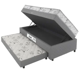 Cama Box Nanda Solteiro com Baú e Auxiliar 62x188x88 Somopar