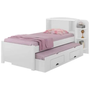 CAMA MILENIO SOLTEIRO COM CAMA AUXILIAR COM 2 GAVETAS COR BRANCO