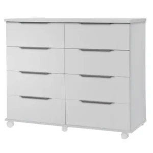CÔMODA ATHENAS 8 GAVETAS COM RODÍZIOS RUD RACK COR BRANCO