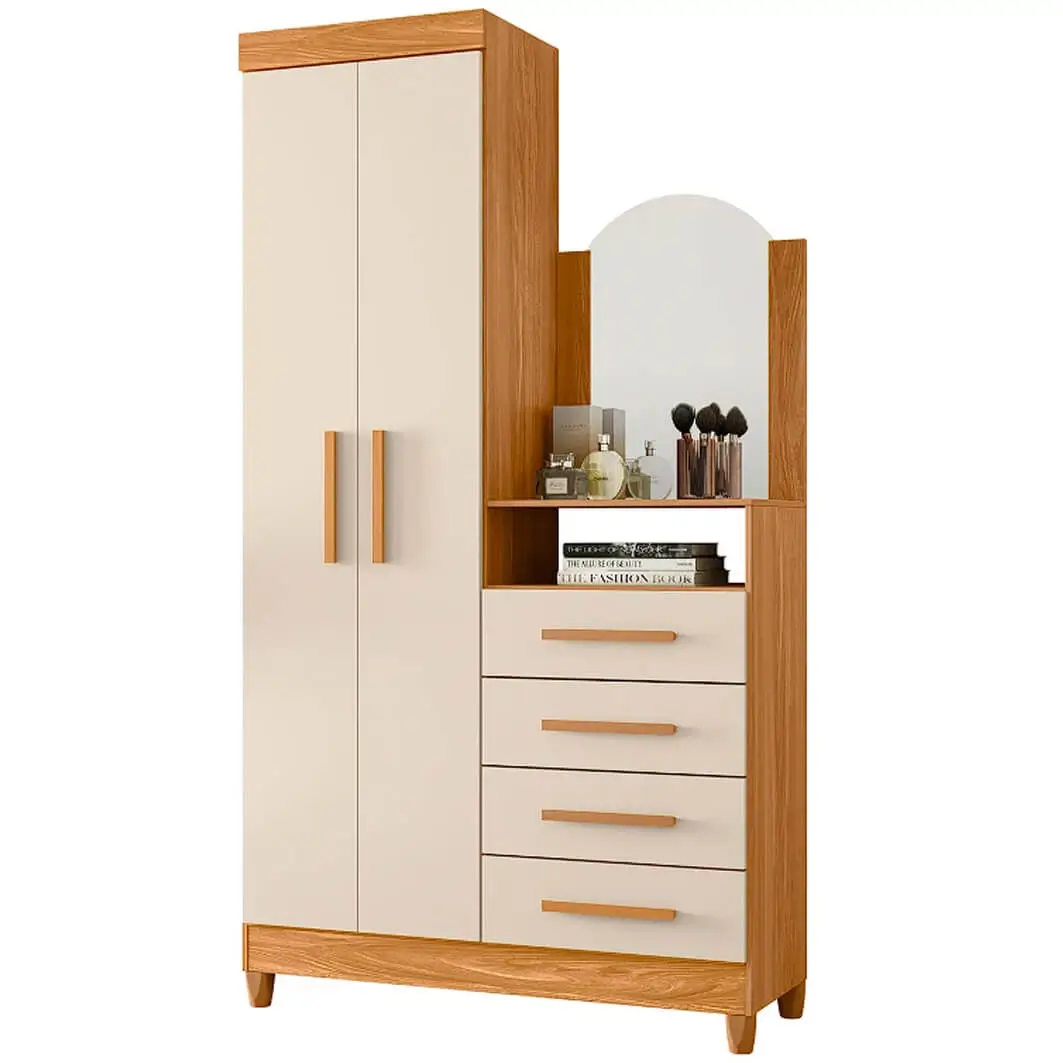 Cômoda Capri 4 Gavetas 2 Portas com Espelho Albatroz