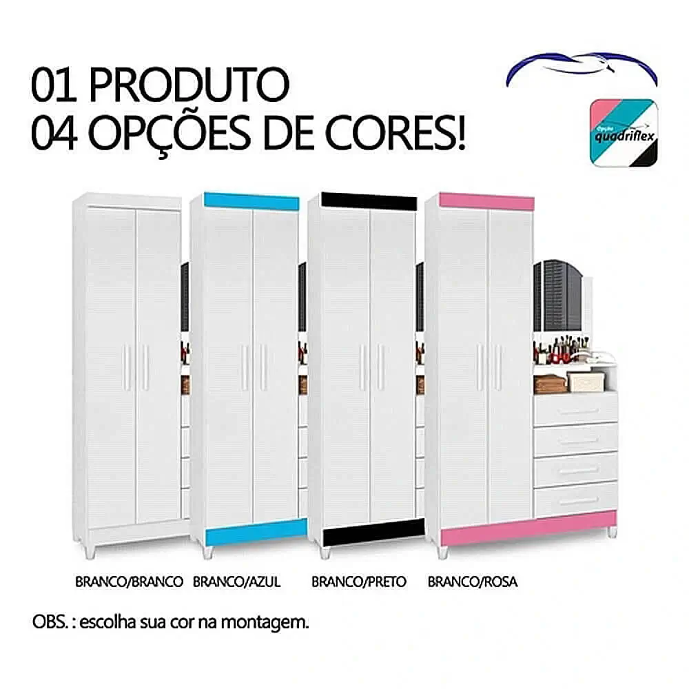 Cômoda Capri 4 Gavetas 2 Portas com Espelho Albatroz - Imagem 3
