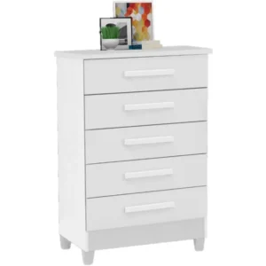 CÔMODA PAOLA COM 5 GAVETAS RUD RACK COR BRANCO