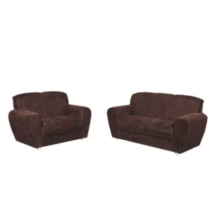 CONJUNTO DE SOFÁ 5010 COM 2 E 3 LUGARES TECIDO SUEDE COR MARROM