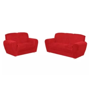 CONJUNTO DE SOFÁ 5010 COM 2 E 3 LUGARES TECIDO SUEDE COR VERMELHO
