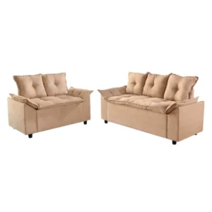 Conjunto de Sofá Veneza com 2 e 3 Lugares Tecido Suede