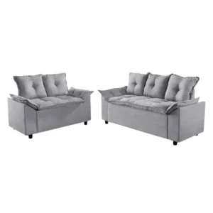 Conjunto de Sofá Veneza com 2 e 3 Lugares Tecido Suede