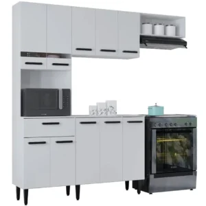 COZINHA DORA COMPLETA 4 PEÇAS 10 PORTAS 1 GAVETA POQUEMA COR BRANCO