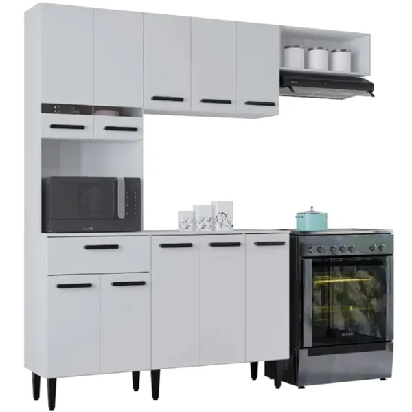 COZINHA DORA COMPLETA 4 PEÇAS 10 PORTAS 1 GAVETA POQUEMA COR BRANCO