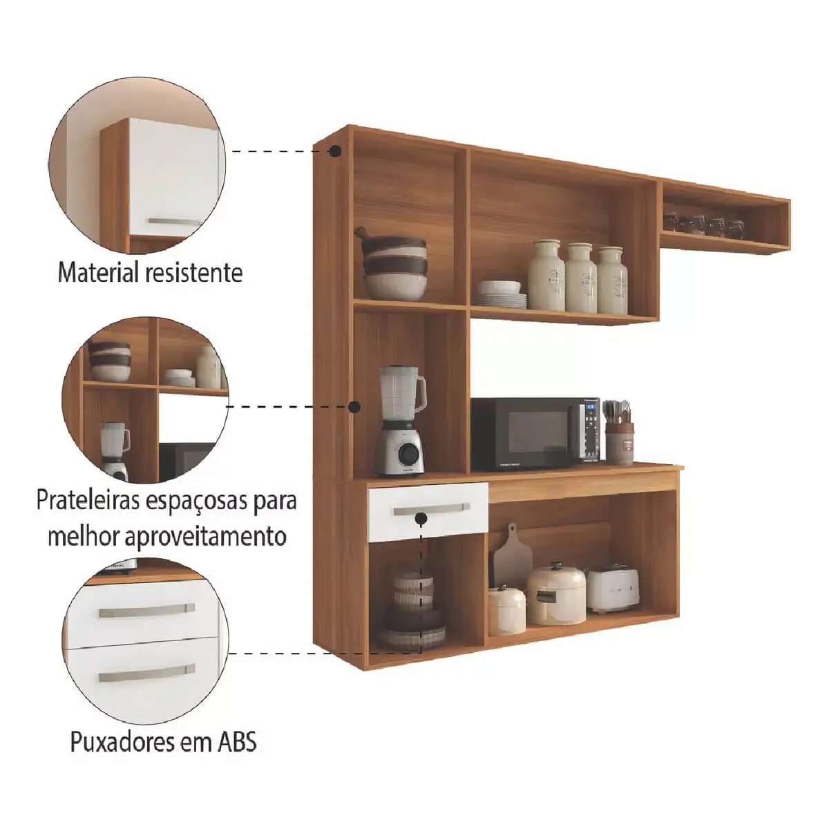 Cozinha Suspensa Belissima 6 Portas 1 Gaveta Fiorello - Imagem 3