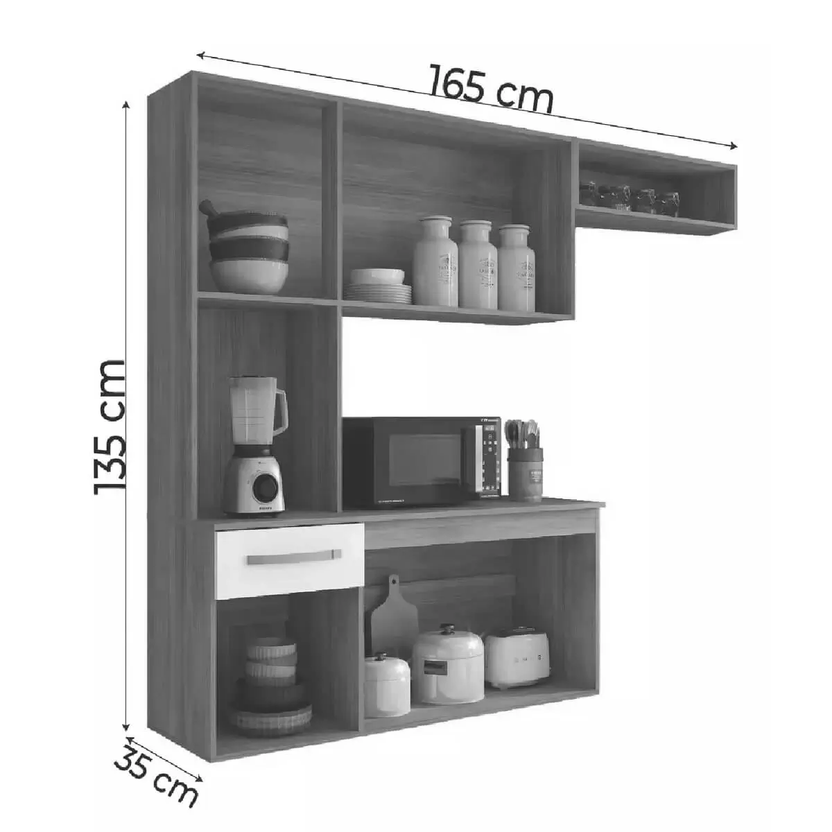 Cozinha Suspensa Belissima 6 Portas 1 Gaveta Fiorello - Imagem 2