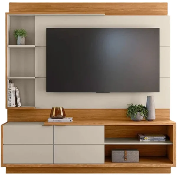 ESTANTE ATLANTA PARA TV ATÉ 60 POLEGADAS 2 PORTAS LINEA COR NATURE OFF WHITE