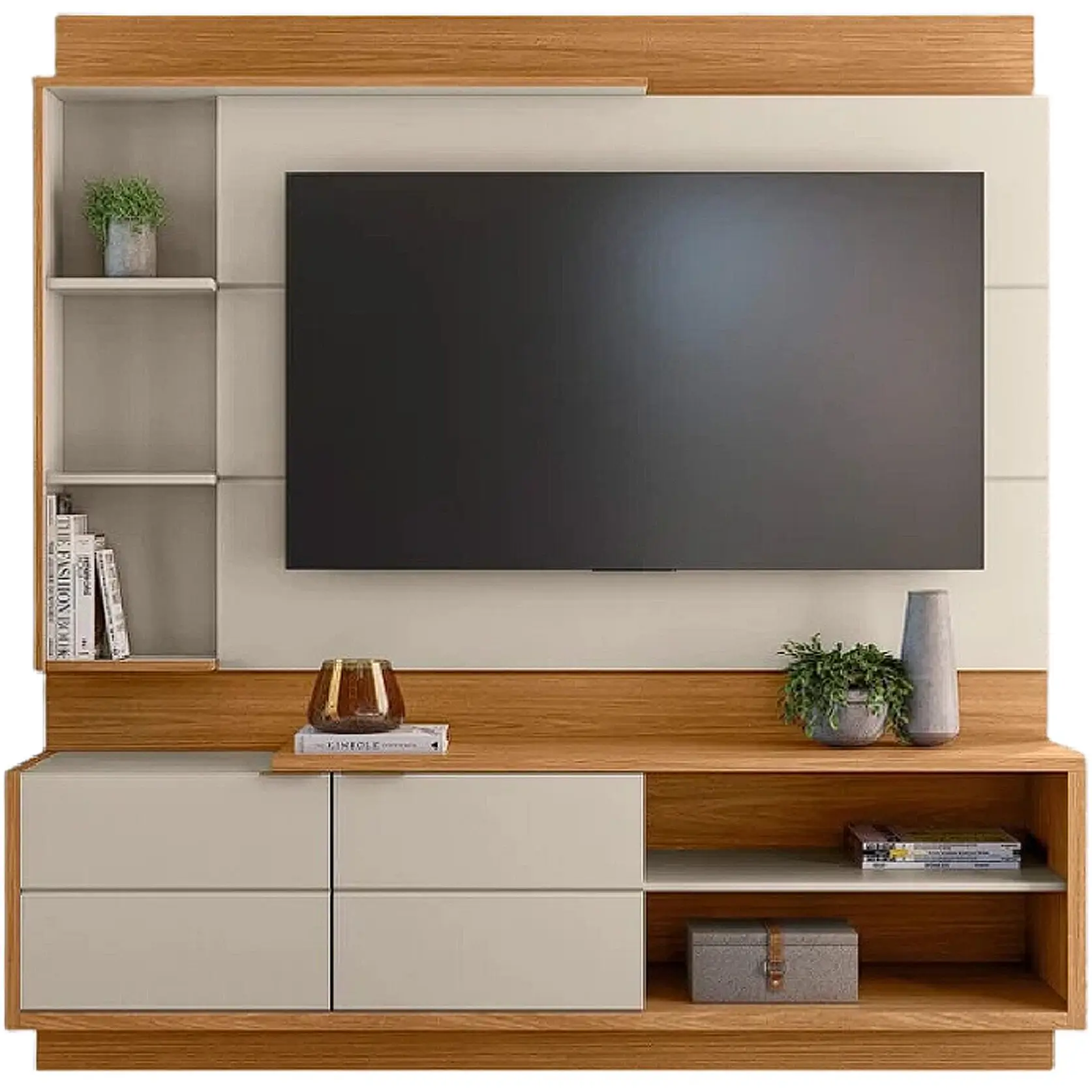 ESTANTE ATLANTA PARA TV ATÉ 60 POLEGADAS 2 PORTAS LINEA COR NATURE OFF WHITE
