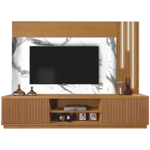 ESTANTE AREZZO HOME PARA TV ATÉ 75 POLEGADAS 2 PORTAS COM LED MAVAULAR COR NATURALE BP CARRARA