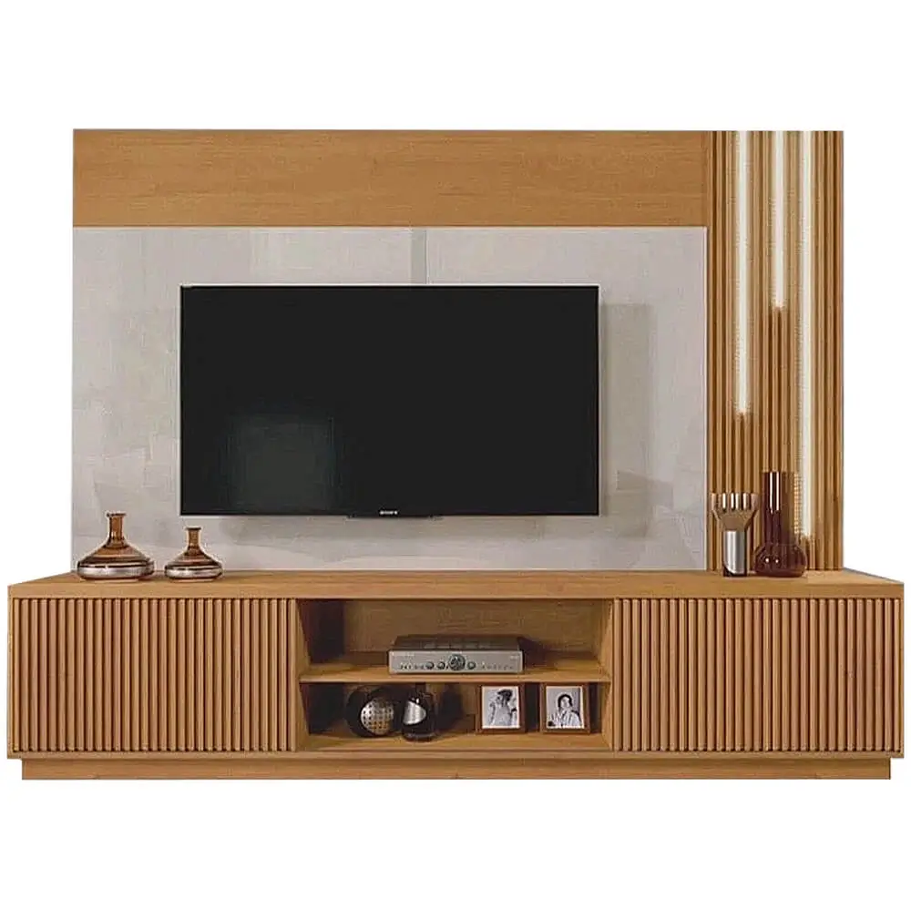 ESTANTE AREZZO HOME PARA TV ATÉ 75 POLEGADAS 2 PORTAS COM LED MAVAULAR COR NATURALE OFF WHITE