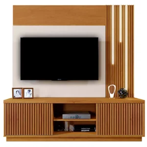 ESTANTE SIENA HOME PARA TV ATÉ 59 POLEGADAS 2 PORTAS COM LED MAVAULAR COR NATURALE OFF WHITE