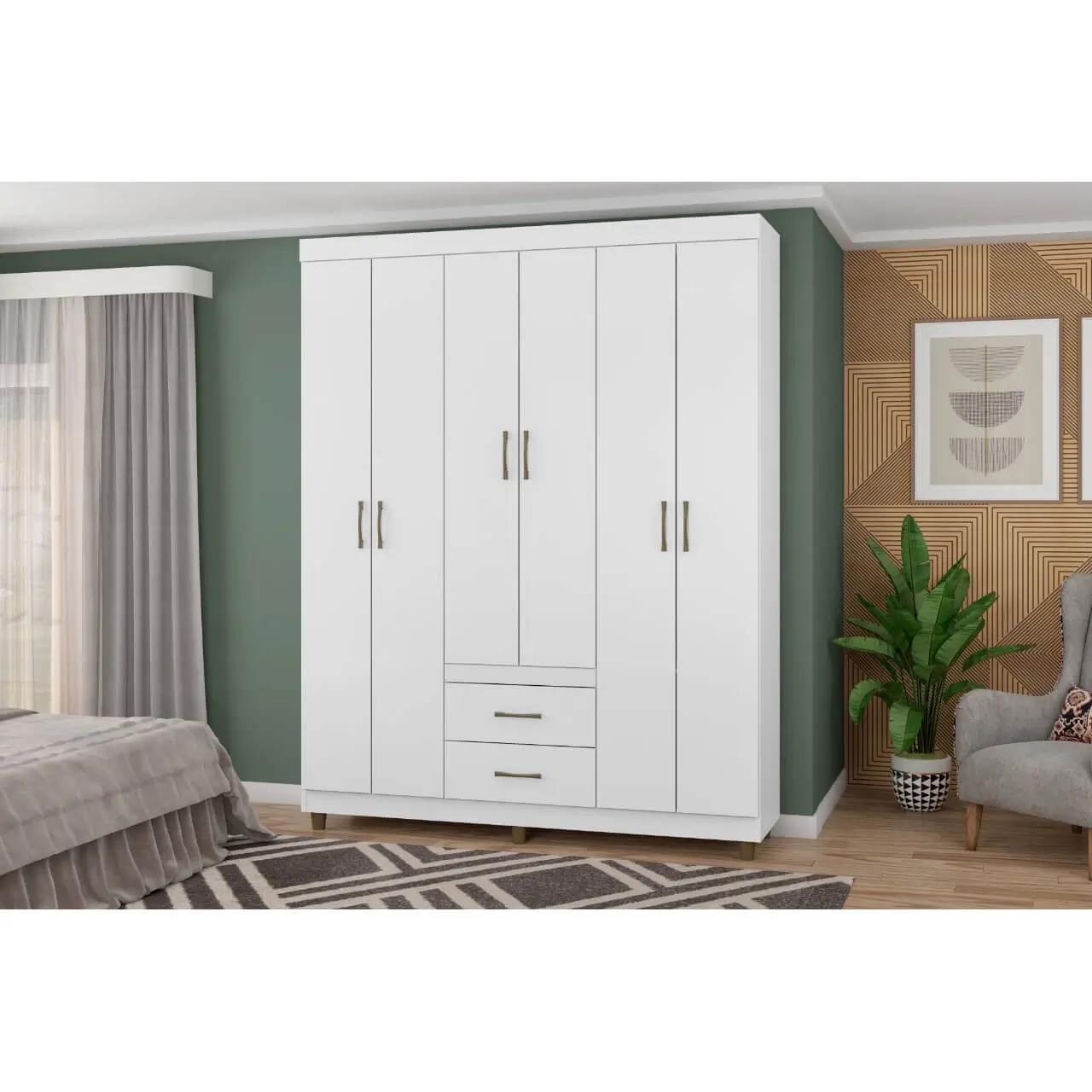 Guarda Roupa 2262 Casal 6 Portas 2 Gavetas Araplac - Imagem 4