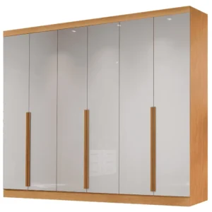 GUARDA ROUPA ALVORADA CASAL 6 PORTAS 6 GAVETAS BIANCHI COR NATURE OFF WHITE