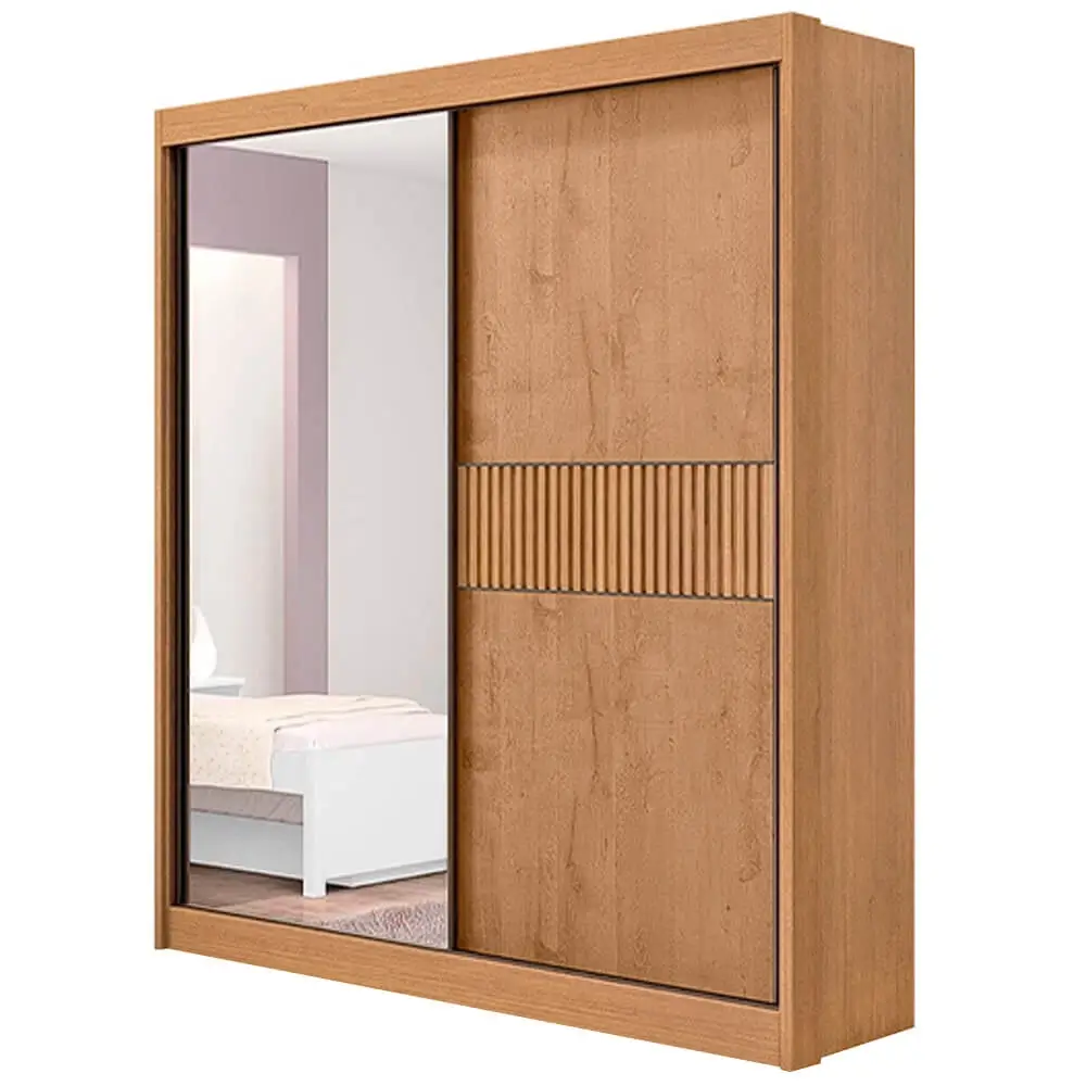 GUARDA ROUPA ATHENAS RIPADO SOLTEIRO 2 PORTAS 3 GAVETAS D DORO COR CINAMOMO