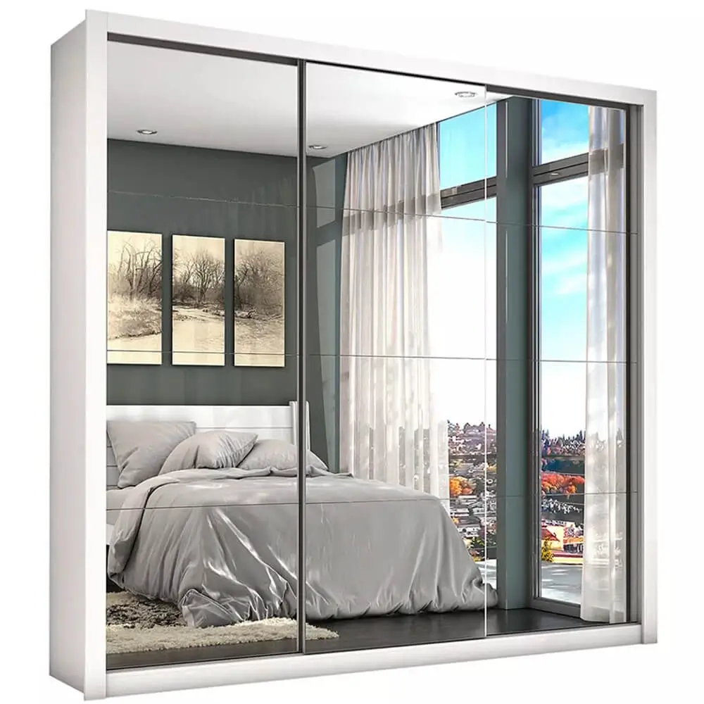 Guarda Roupa Bahia Todo Espelhado com 3 Portas de Correr