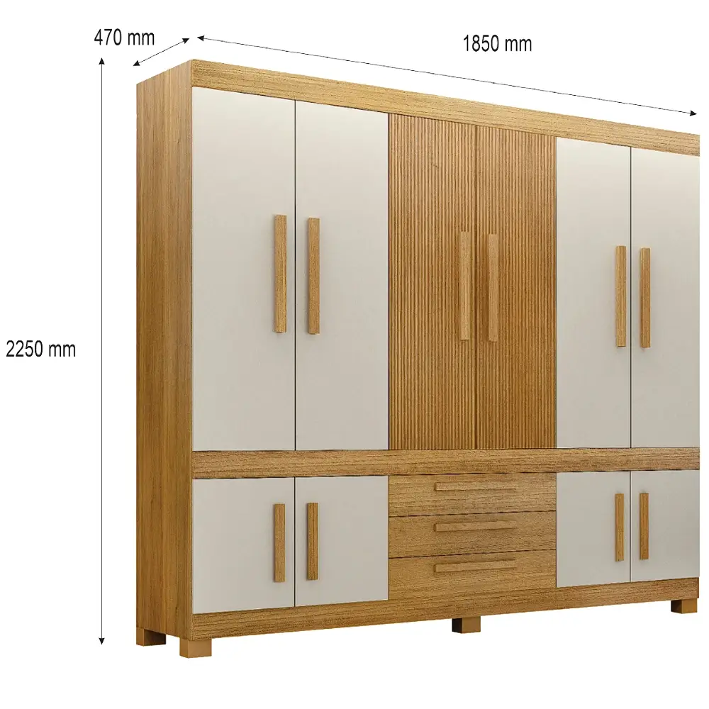 Guarda Roupa Bem Te Vi Casal 10 Portas 3 Gavetas Valdemóveis - Imagem 2