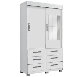 Guarda Roupa Buzios com Espelho Solteiro 2 Portas 6 Gavetas Rud Rack