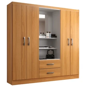 Guarda Roupa Capelinha Evidencia Solteiro com Espelho 4 Portas 2 Gavetas