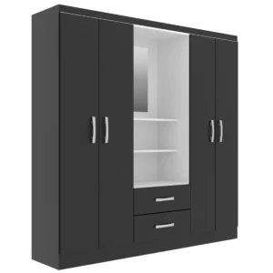 Guarda Roupa Capelinha Evidencia Solteiro com Espelho 4 Portas 2 Gavetas