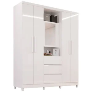 Guarda Roupa Capelinha Master Solteiro com Espelho 5 Portas 3 Gavetas Imop