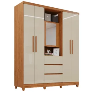 Guarda Roupa Capelinha Master Solteiro com Espelho 5 Portas 3 Gavetas Imop