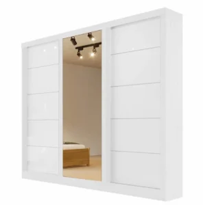 Guarda Roupa Capri Casal 3 Portas de Correr com Espelho Bianchi