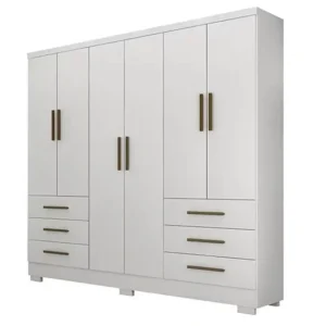 GUARDA ROUPA ENCANT SEM ESPELHO CASAL 6 PORTAS 6 GAVETAS NOVO HORIZONTE COR BRANCO
